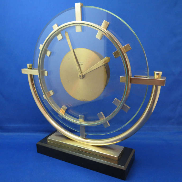 Fine French Art Deco Eight-Day Clock by Bayard In Excellent Condition For Sale In Coral Gables, FL