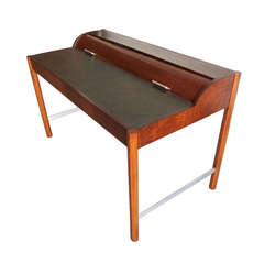 Vintage Hekman Mid Century Modern Desk with Cylinder Roll