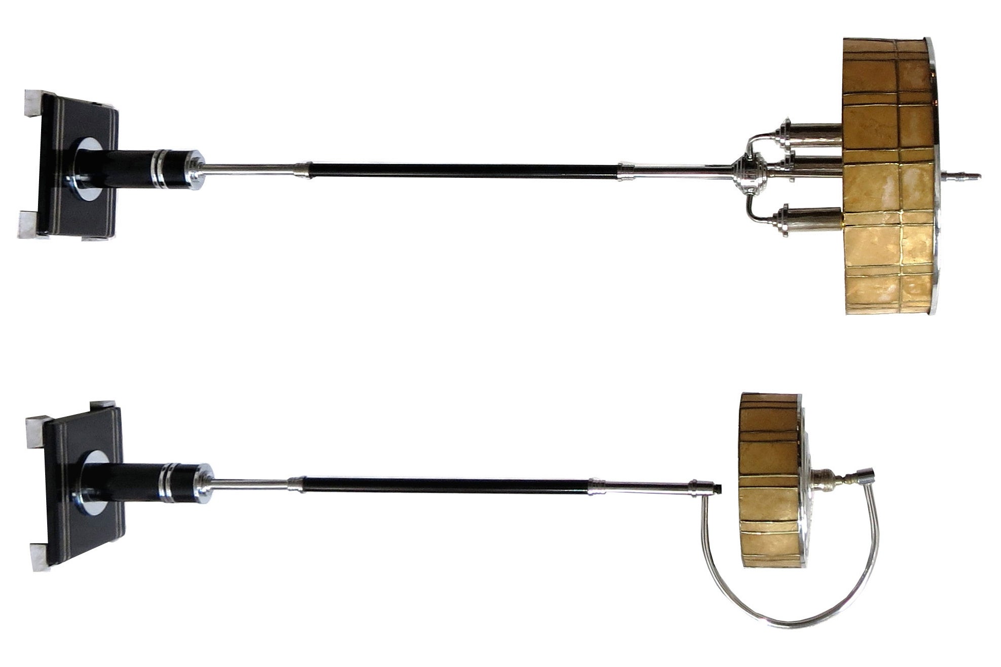 Two American Art Deco Floor Lamps with Mica Shades