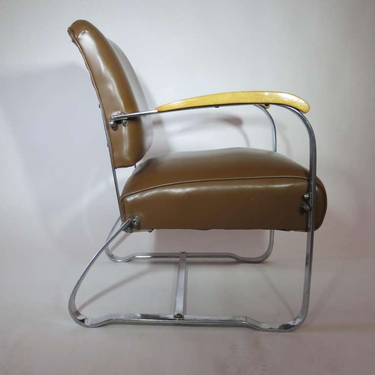Mid-20th Century Pair of American Art Deco Arm Chairs by the McKay Company