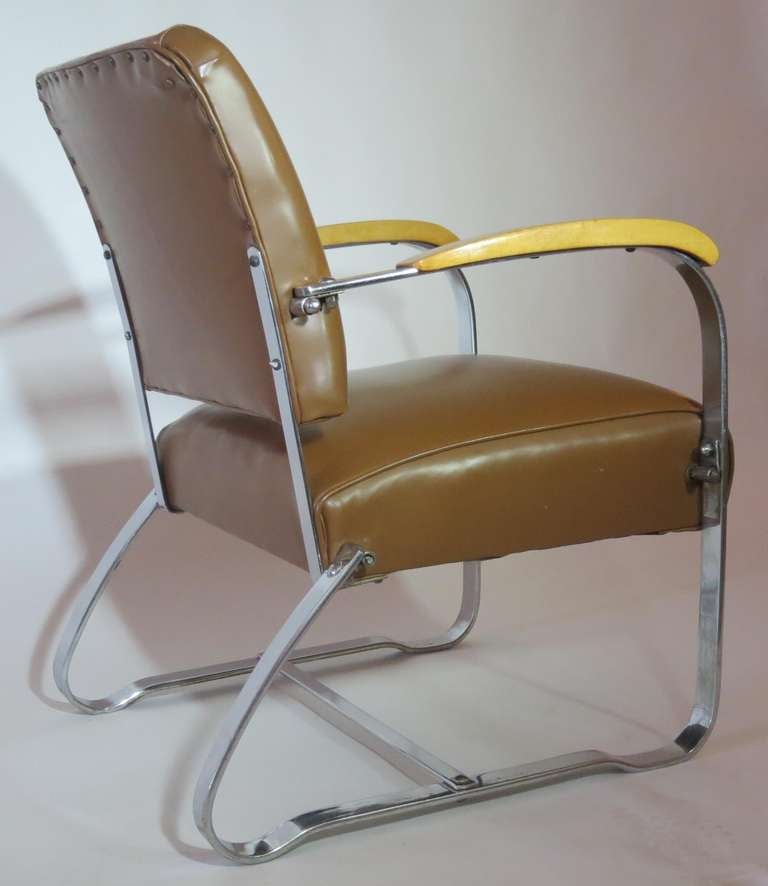 Steel Pair of American Art Deco Arm Chairs by the McKay Company