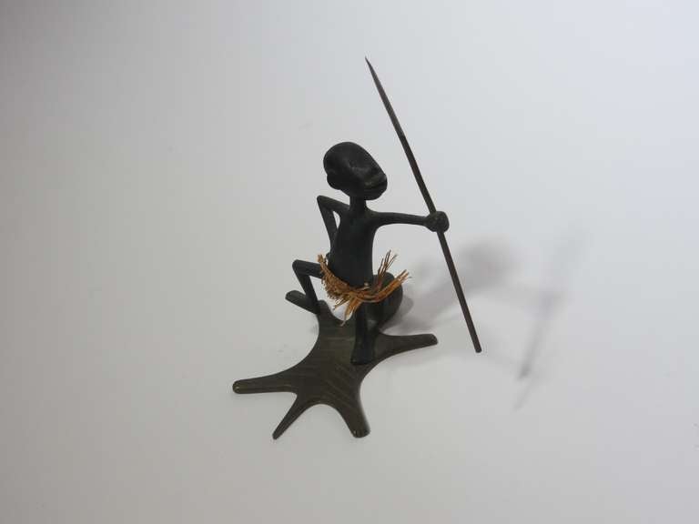 Vintage Hagenauer Pigmy Warrior on Lion Skin