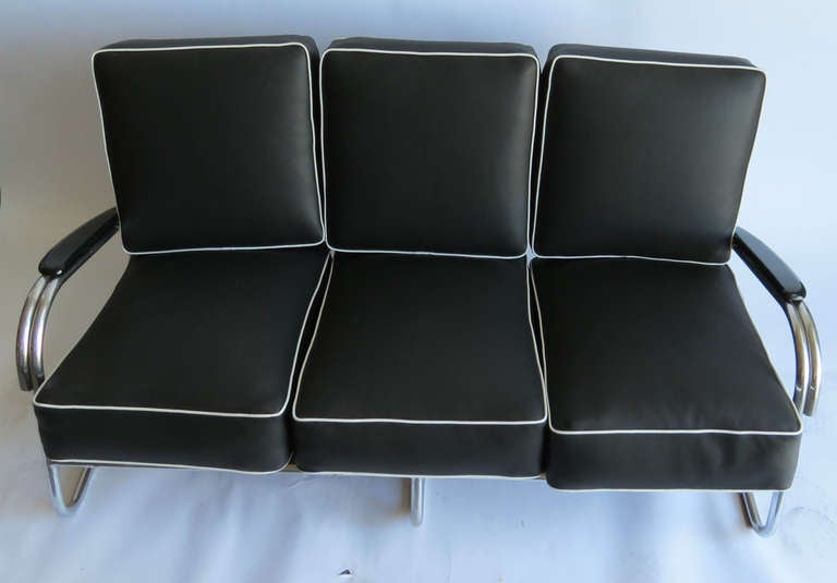 Kem Weber American Art Deco Chair and Settee Davenport In Excellent Condition For Sale In Coral Gables, FL