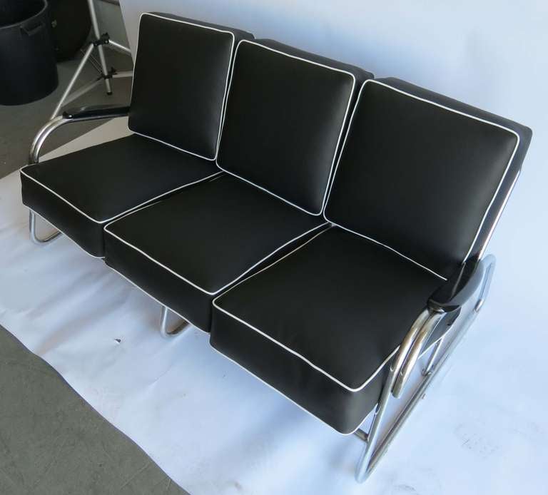Mid-20th Century Kem Weber American Art Deco Chair and Settee Davenport For Sale