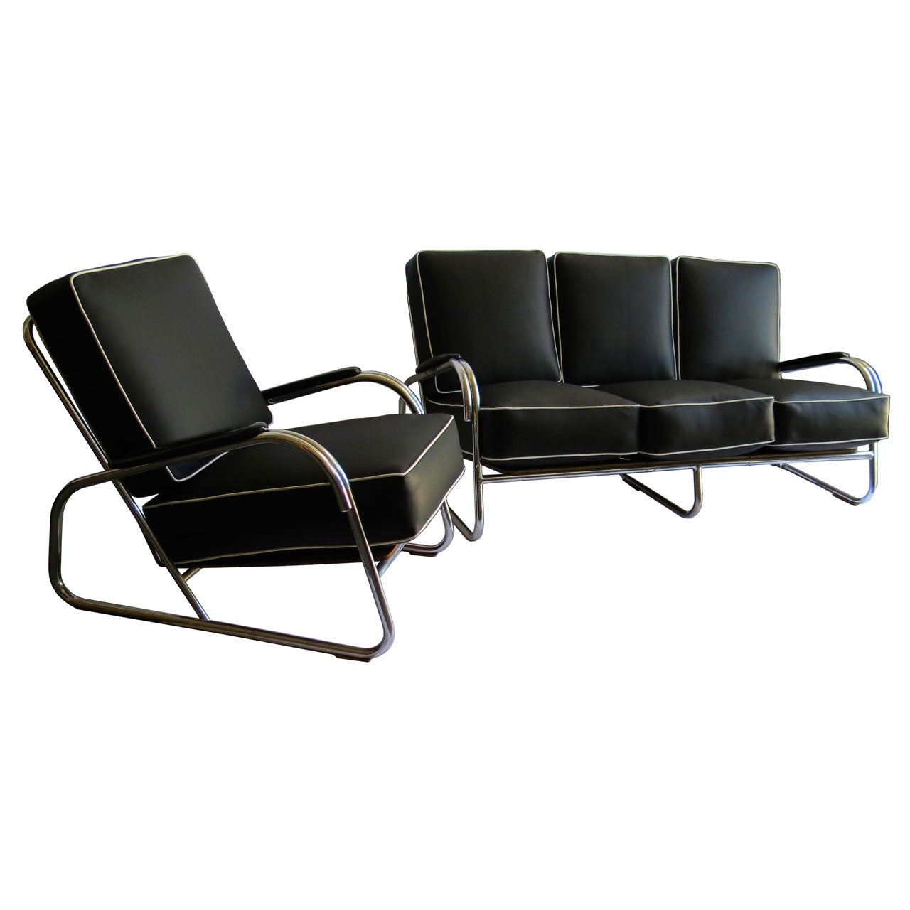 Kem Weber American Art Deco Chair and Settee Davenport For Sale