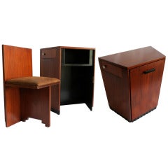 Small American Art Deco Writing Desk with Conforming Chair