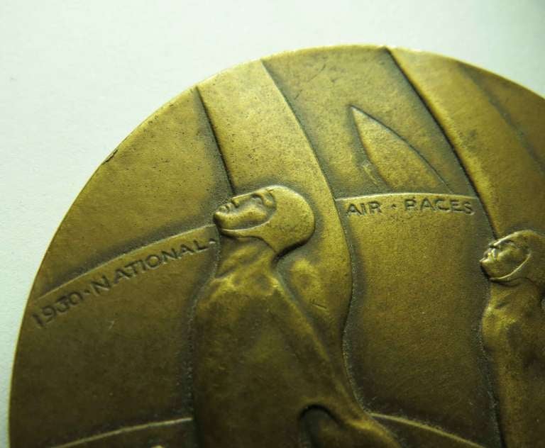 American 1930 National Air Races Chicago Art Deco Bronze Medal