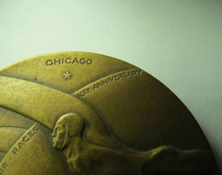 1930 National Air Races Chicago Art Deco Bronze Medal In Excellent Condition In Coral Gables, FL