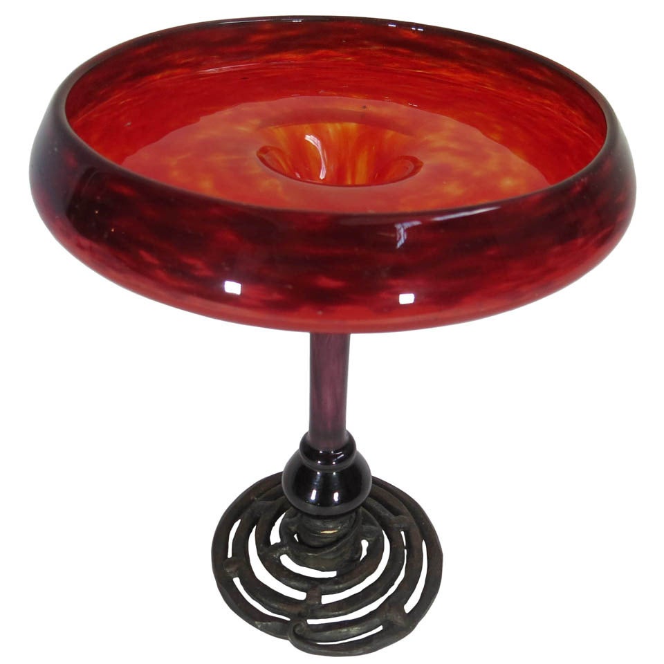 French Art Deco Charles Schneider Art Deco Compote For Sale