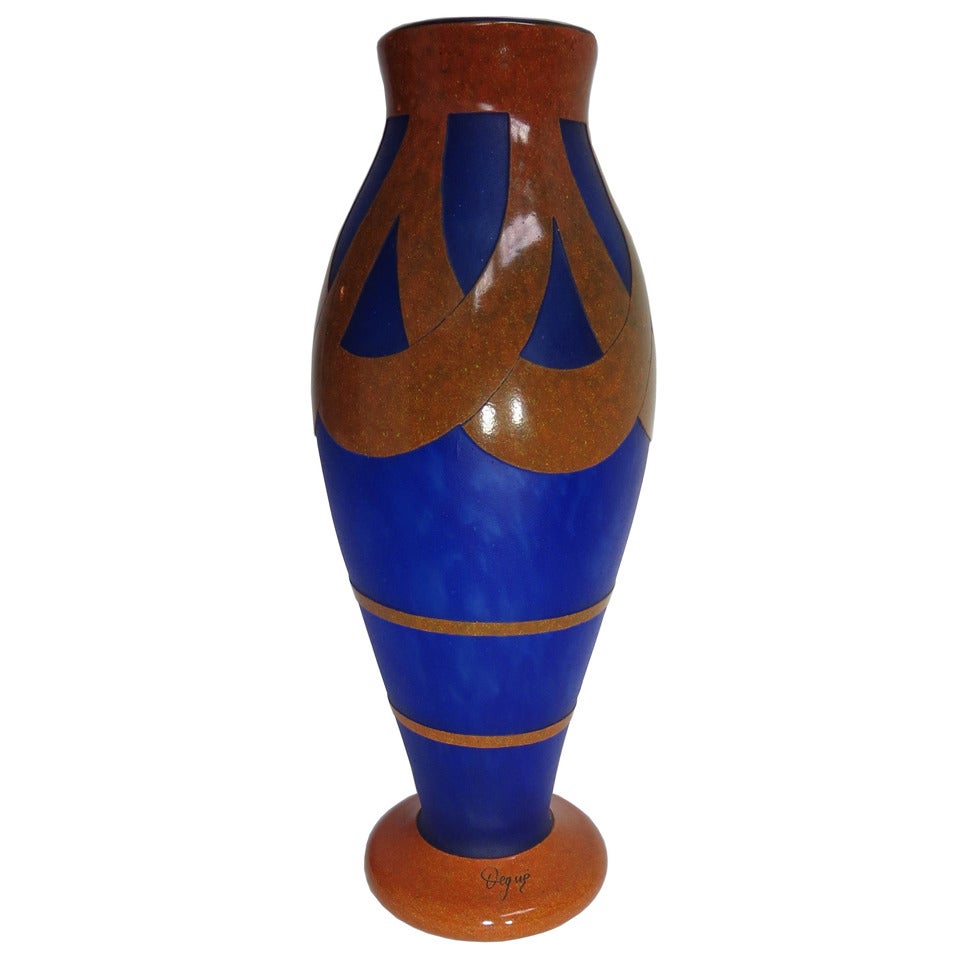 Monumental Degue Vase by Cazaux For Sale