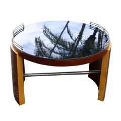 American Art Deco Occasional Table with Black Mirror Top