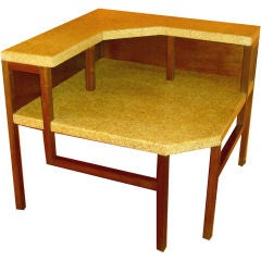 Vintage Paul Frankl American Art Deco Cork and Mahogany Corner Table