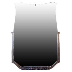 French Art Deco Tall Mirror in Burnished Platinum Leaf French Art Deco Tall Mirror in Burnished Platinum Leaf