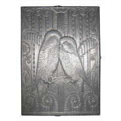 Vintage American Art Deco Aluminum Lovebirds Wall Placque