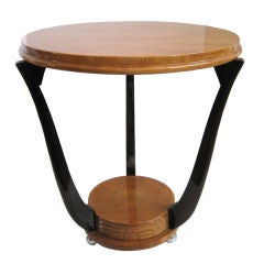 Vintage French Art Deco Burl and Mahogany Occasional Table