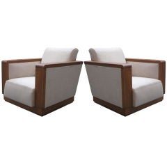 Pair of French Art Deco Club Chairs in Style of Dominique