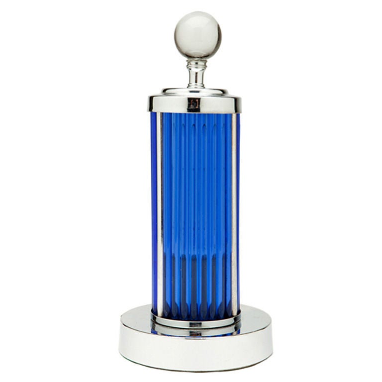 Chrome and Cobalt Blue Glass Rods Table Lamp at 1stDibs
