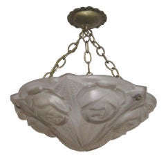 Degue French Art Deco Frosted Glass Ceiling Light with Roses