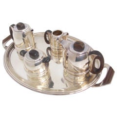 Five Piece French  Art Deco Tea Set by Raymond Templier
