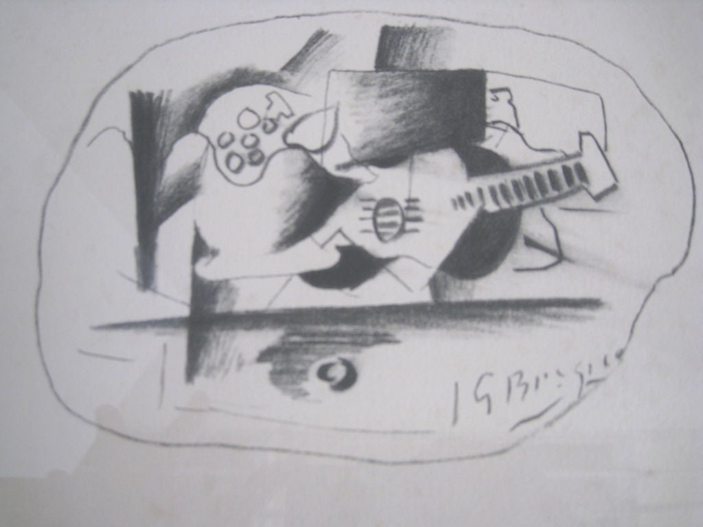 Georges Braque Lithograph Cubistic Guitars
