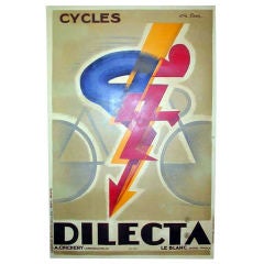 Vintage French Art Deco Cycles Dilecta Poster by Georges Favre
