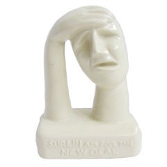 American Art Deco Satirical Anti-New Deal Ceramic  Bust