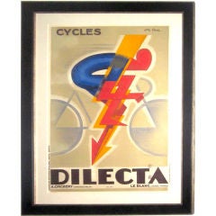 Vintage French Art Deco CYCLES DILECTA Poster by Georges Favre