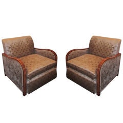 Pair French Art Deco Club Chairs