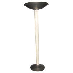 French Art Deco Parchment Torchiere with Metal Shade and Base