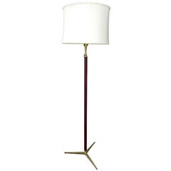 Jacques Adnet Mid Century Modern Floor Lamp Leather