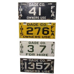 Vintage Four Early Florida Car License Plates