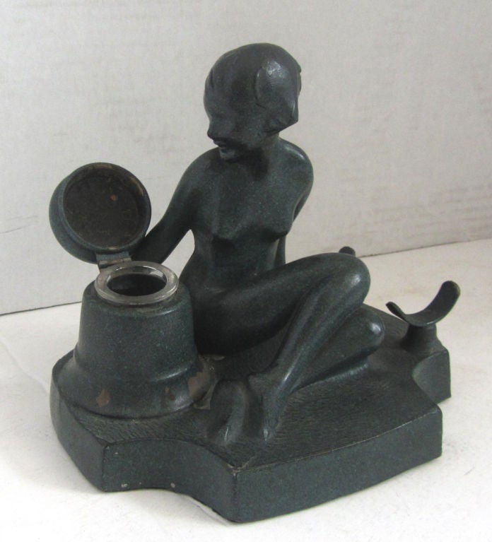 Very Rare Original Frankart Figural  Lady Inkwell & Pen Holder