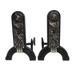 Pair of American Art Deco Andirons