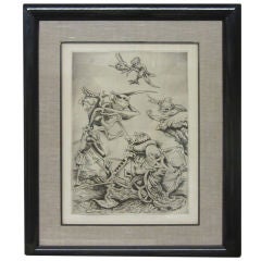 Vintage Surrealistic Etching by Kurt Seligmann “The Slaying of Laius”