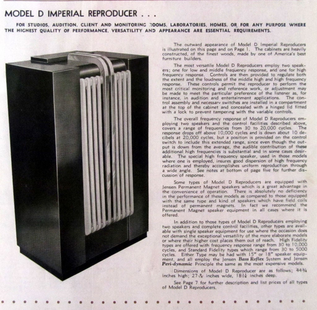 20th Century American Art Deco Jensen Imperial Reproducer Streamline Speaker