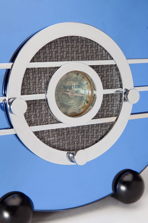 20th Century Walter Dorwin Teague Art Deco Sparton Bluebird Blue Mirror Radio