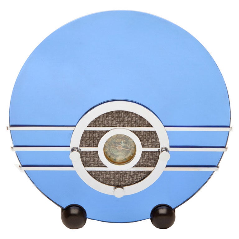 Walter Dorwin Teague Art Deco Sparton Bluebird Blue Mirror Radio