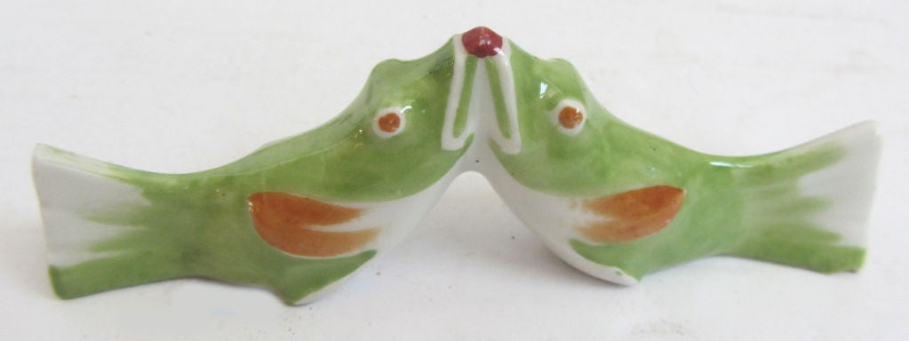 Nine Whimsical Sandoz French Art Deco Kissing Fish Knife Rests In Excellent Condition For Sale In Coral Gables, FL