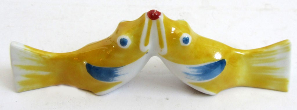 Nine Whimsical Sandoz French Art Deco Kissing Fish Knife Rests For Sale 1