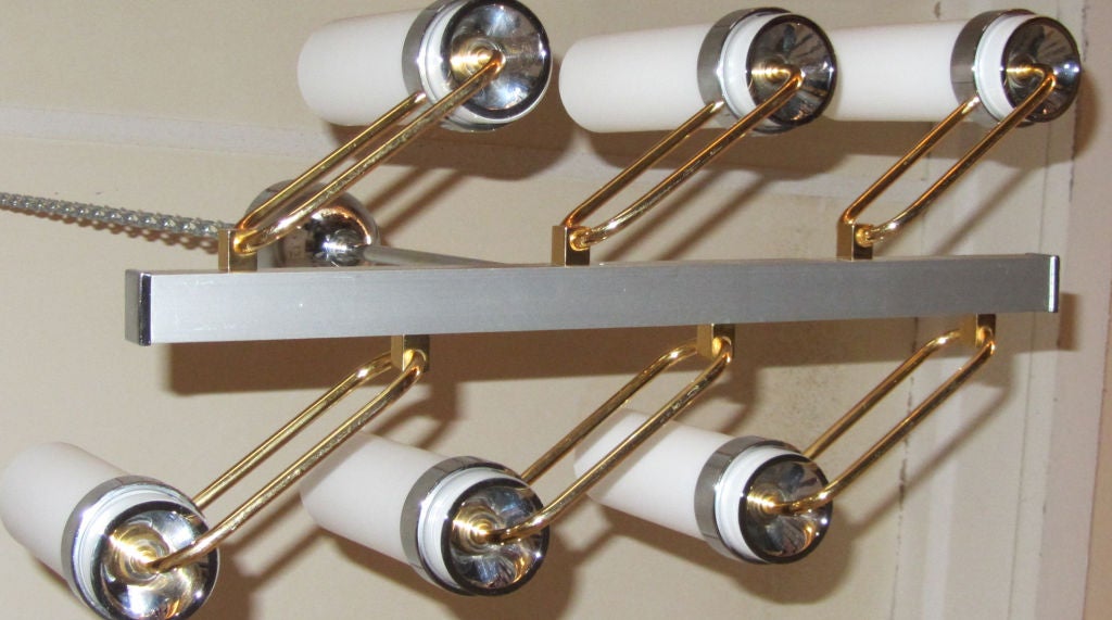 French Art Deco 1940's Modernist Six Light Ceiling Fixture