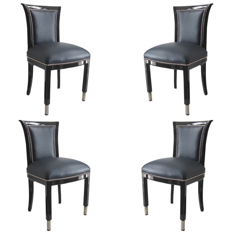 Four American Art Deco Side Chairs For Sale