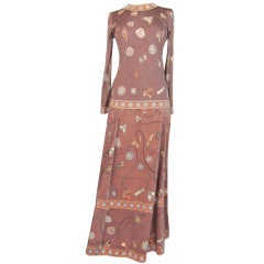 EMILIO PUCCI Vintage Cleopatra Print Velour and Silk Gown