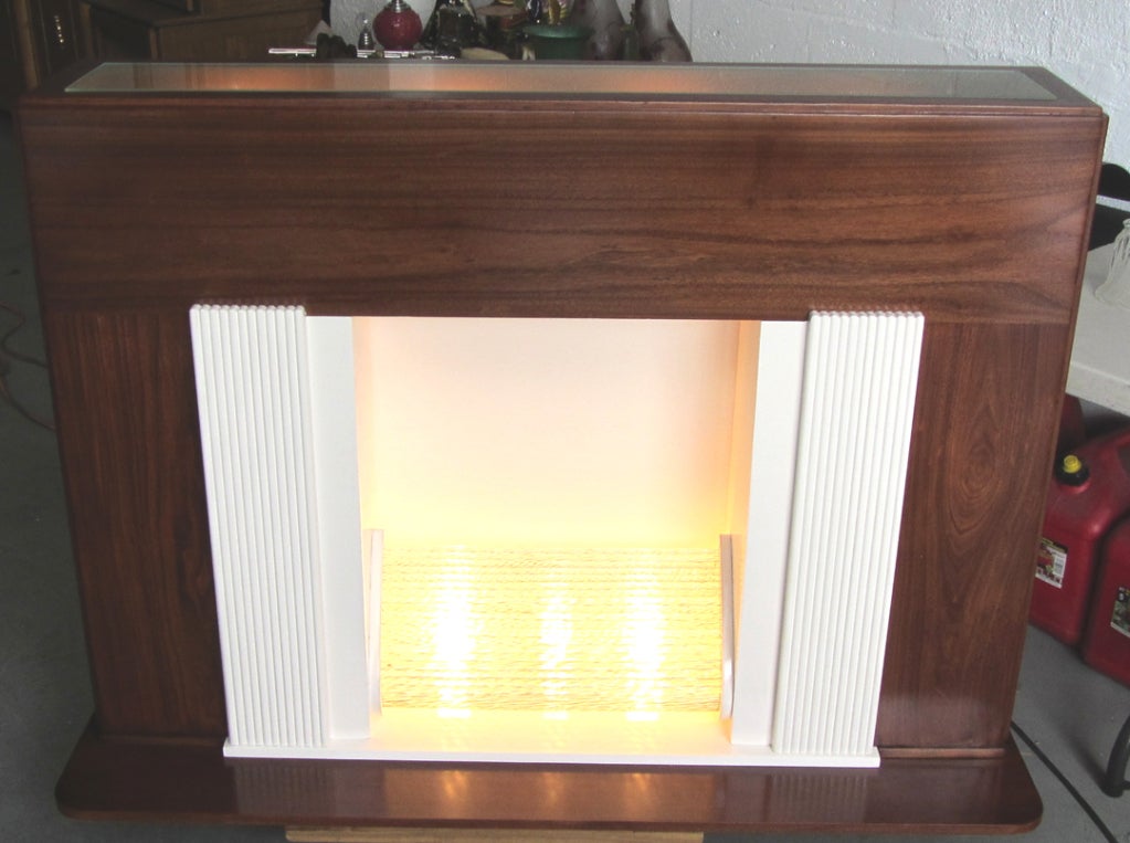 Mahogany American Art Deco Electric Fireplace For Sale