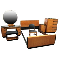 Vintage Donald Deskey American Art Deco Bedroom Set for Kroehler