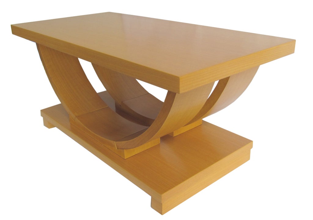 Modernage American Art Deco Streamline Blond Coffee Table For Sale 2