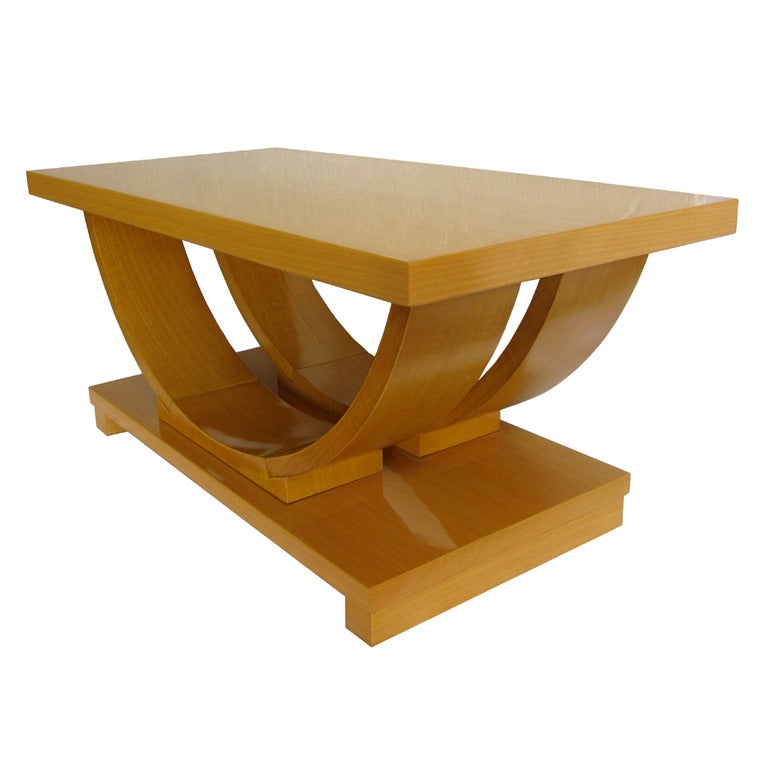 Modernage American Art Deco Streamline Blond Coffee Table For Sale