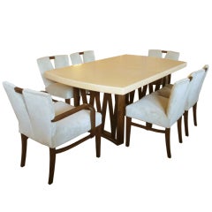 Paul Frankl American Art Deco Dining Table and Six Chairs