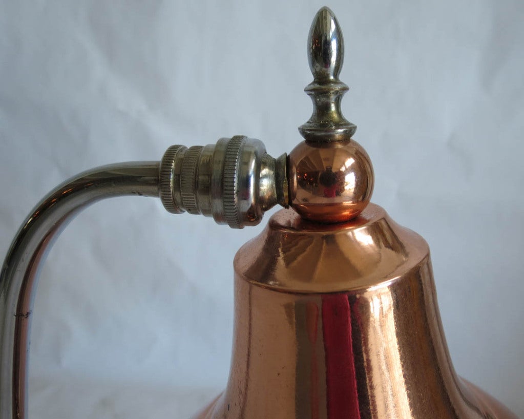 20th Century Markel American  Art Deco Copper and Chrome Table Lamp For Sale