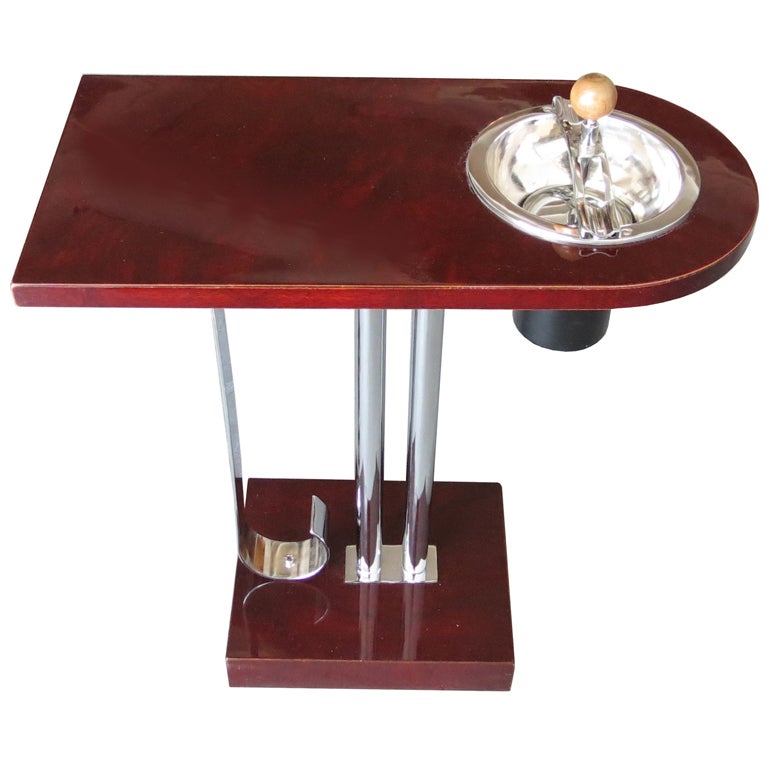 American Art Deco Maroon Bakelite Table and Smoker by Belmet For Sale
