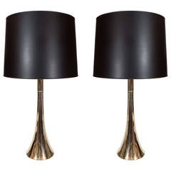 Pair of Brass Laurel Lamps